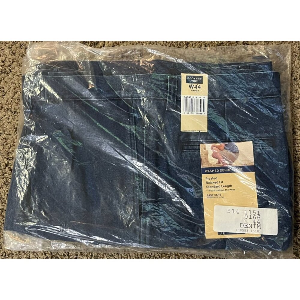 Dockers Denim Shorts Mens W44 New Pleated Relaxed Fit Summer Casual Outdoor